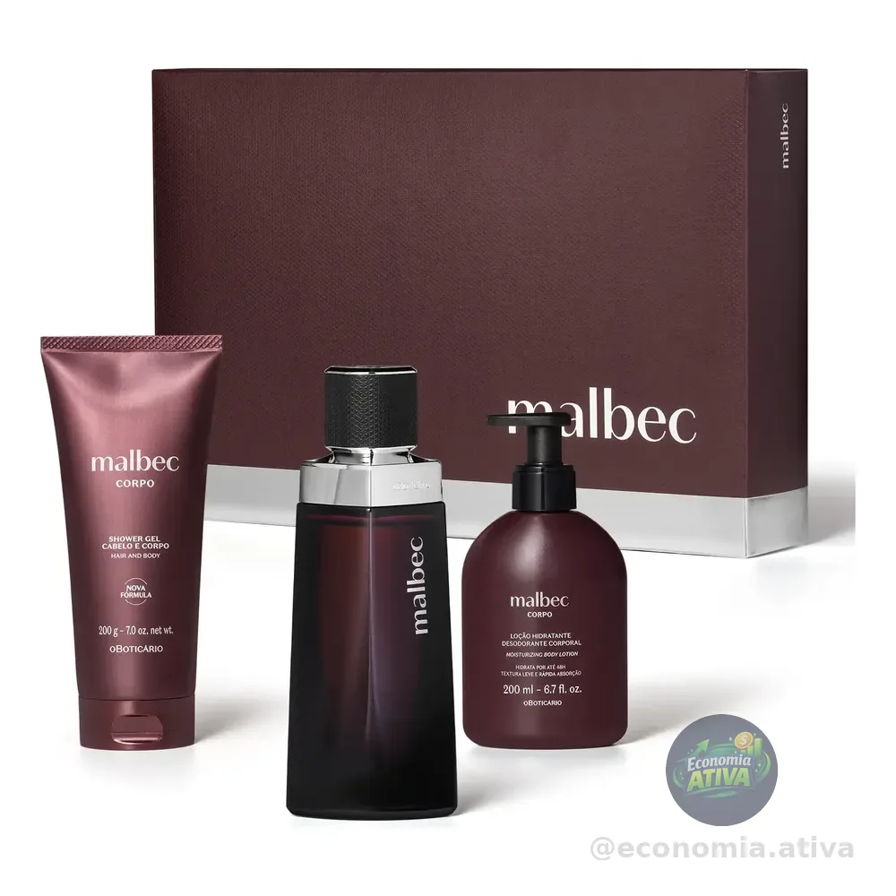 O Boticário Malbec Kit Presente 3 Itens