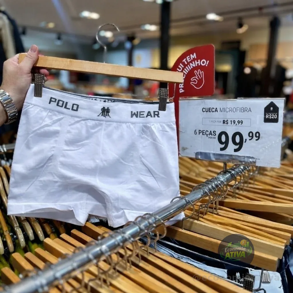 Kit com 6 Cuecas Polo Wear Boxer Microfibra