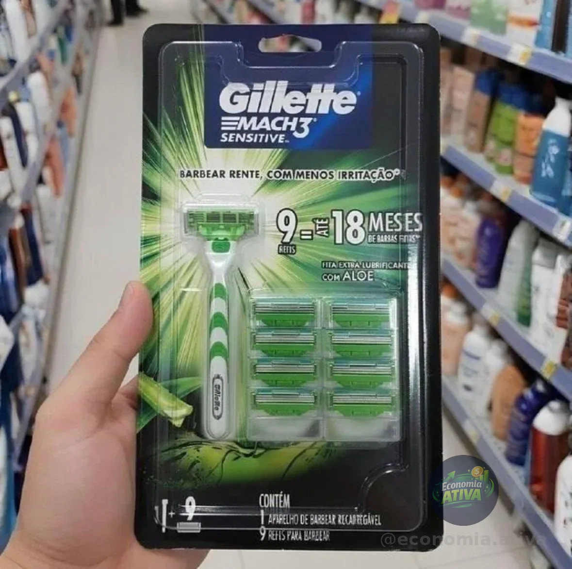 Gillette Aparelho De Barbear Mach3 Sensitive + 9 Cargas