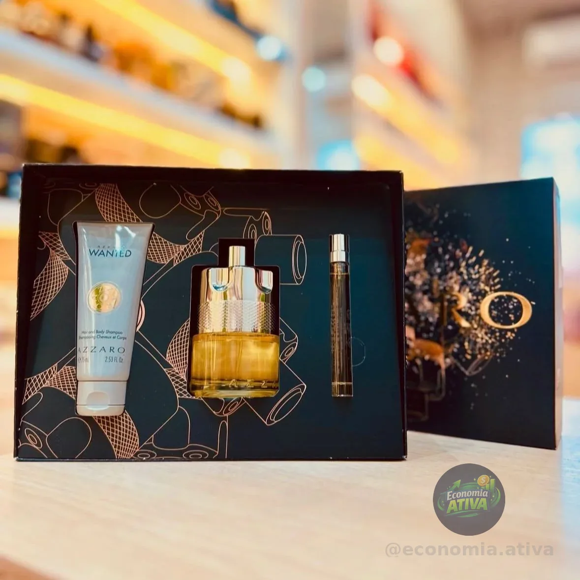 Kit Azzaro Wanted - Perfume EDT 100ml - Gel de Banho 75ml - Frasqueira 10ml