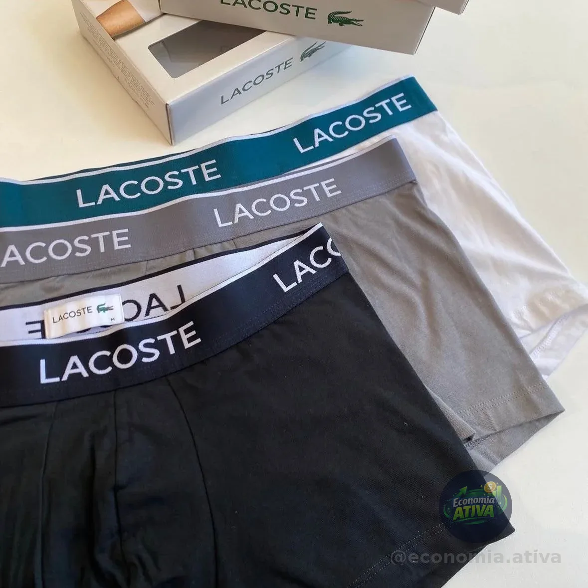 Kit 3 Cueca Boxer Lacoste Masculina