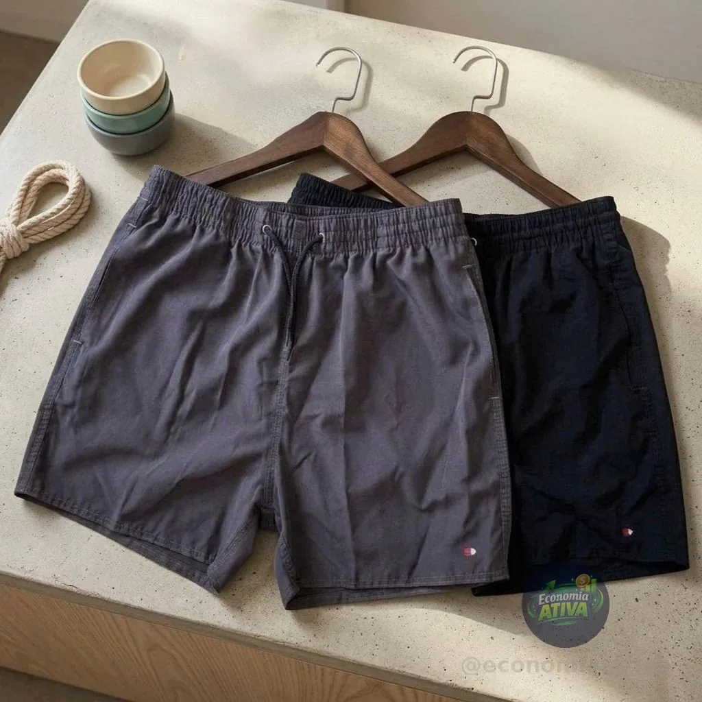 Kit 2 Shorts Bermuda Tactel Elástico Sandrini