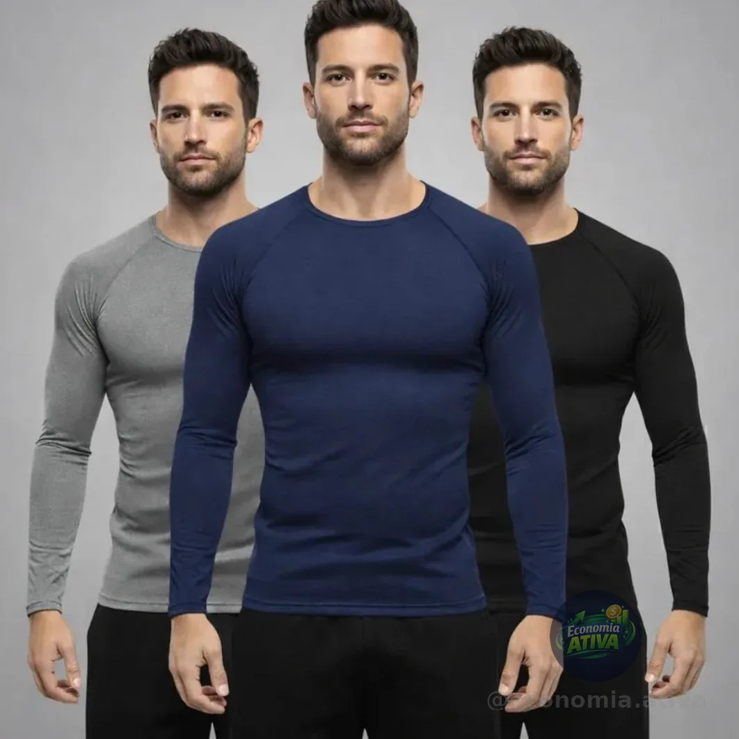 Kit 3 Camisa Proteção Uv  Masculina Segunda Pele Sol