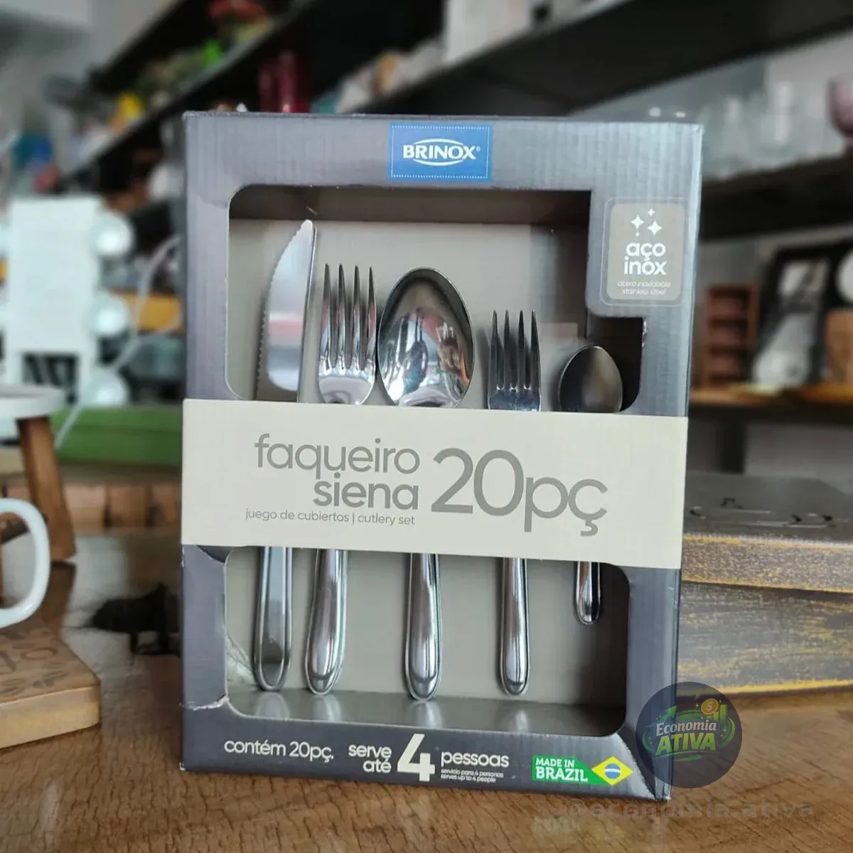 Faqueiro De Aço Inox Siena 20 Peças Brinox