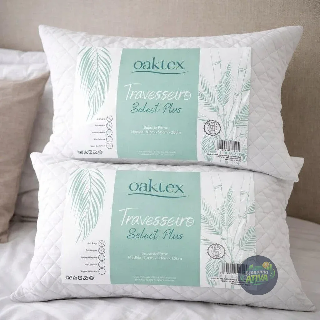 Kit C/2 Travesseiros Luxo Matelado Fibra Antialérgica 50x70