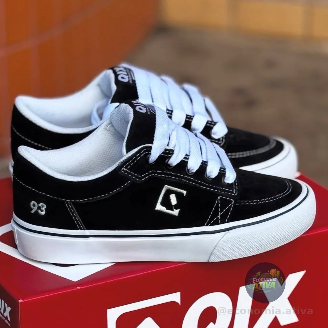 Tênis Qix Skate 93 Ninety Three Preto Branco Original