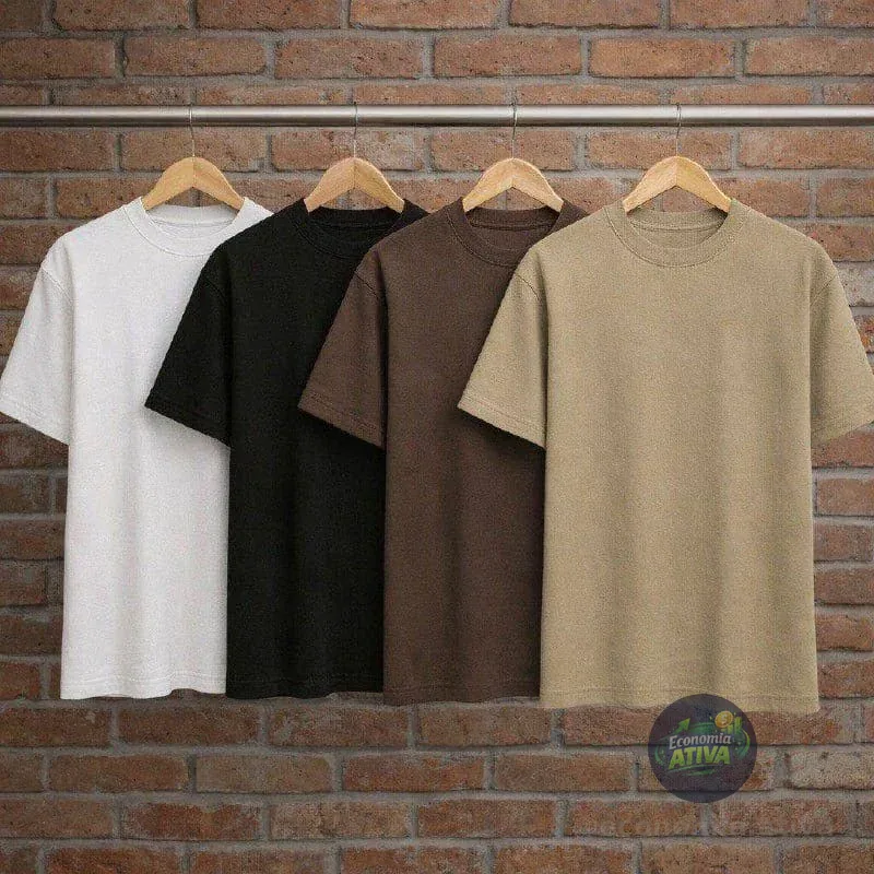 Kit 4 Camisas Básica Lisa 100% Algodão