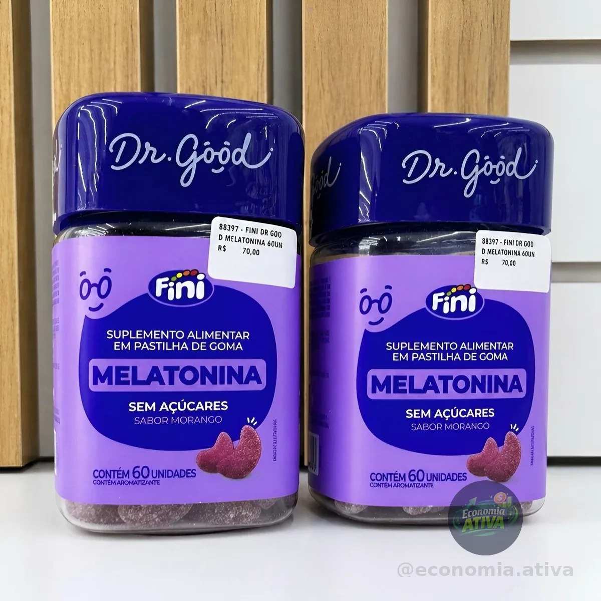 Melatonina Sabor Morango 60 Gomas Mastigável Fini Dr Good