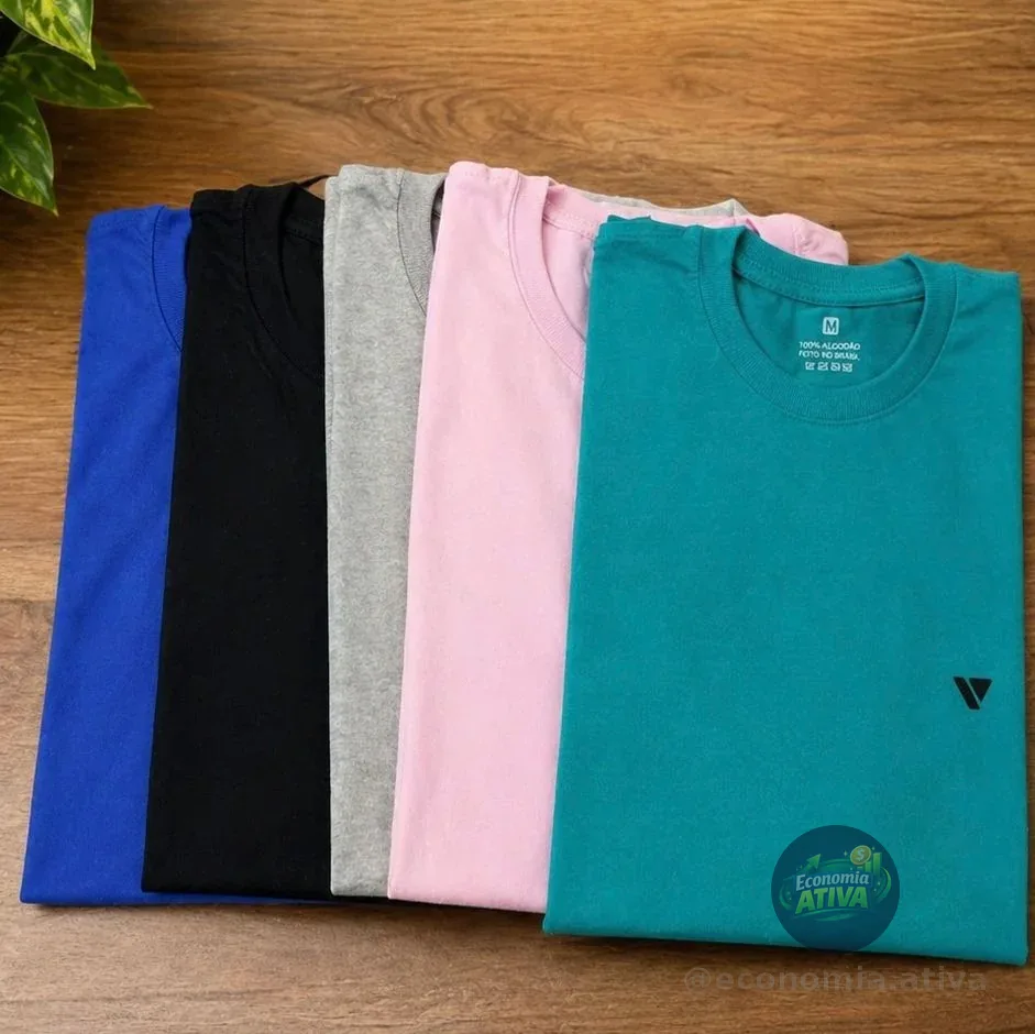 Camiseta Masculina Slim Voker 100% Algodão (9 cores)