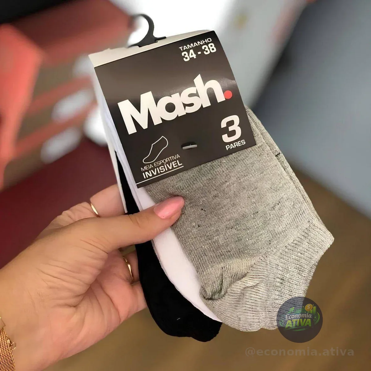 Kit 10 Pares Meias Mash Invisível Esportiva Algodão