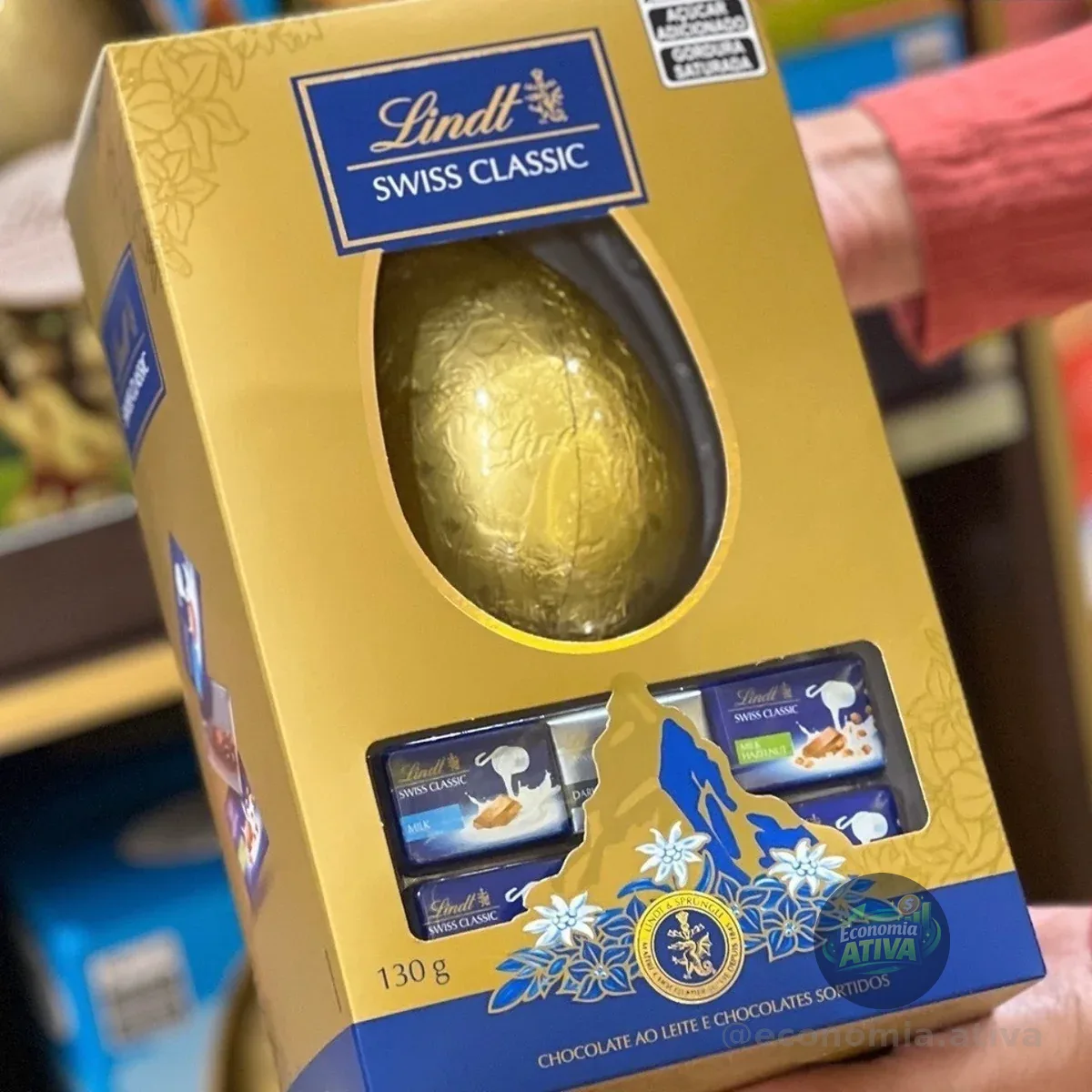 Ovo de Páscoa Lindt Swiss Classic Ao Leite 130g