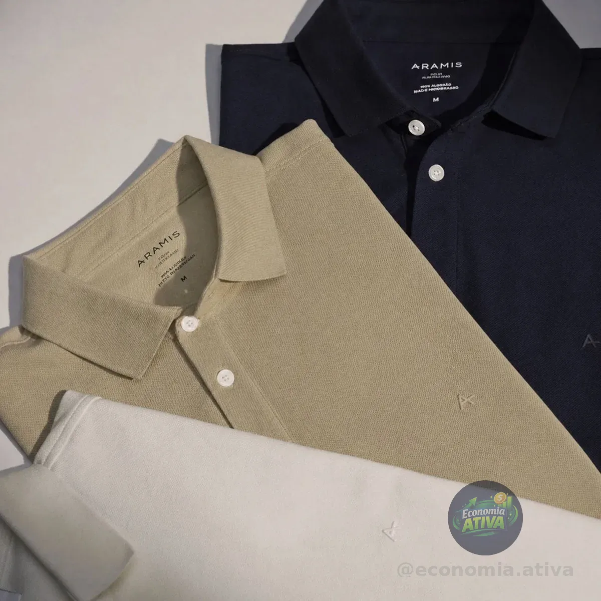 Polo Aramis Masculina Regular Basic Piquet Mono Dark Cáqui