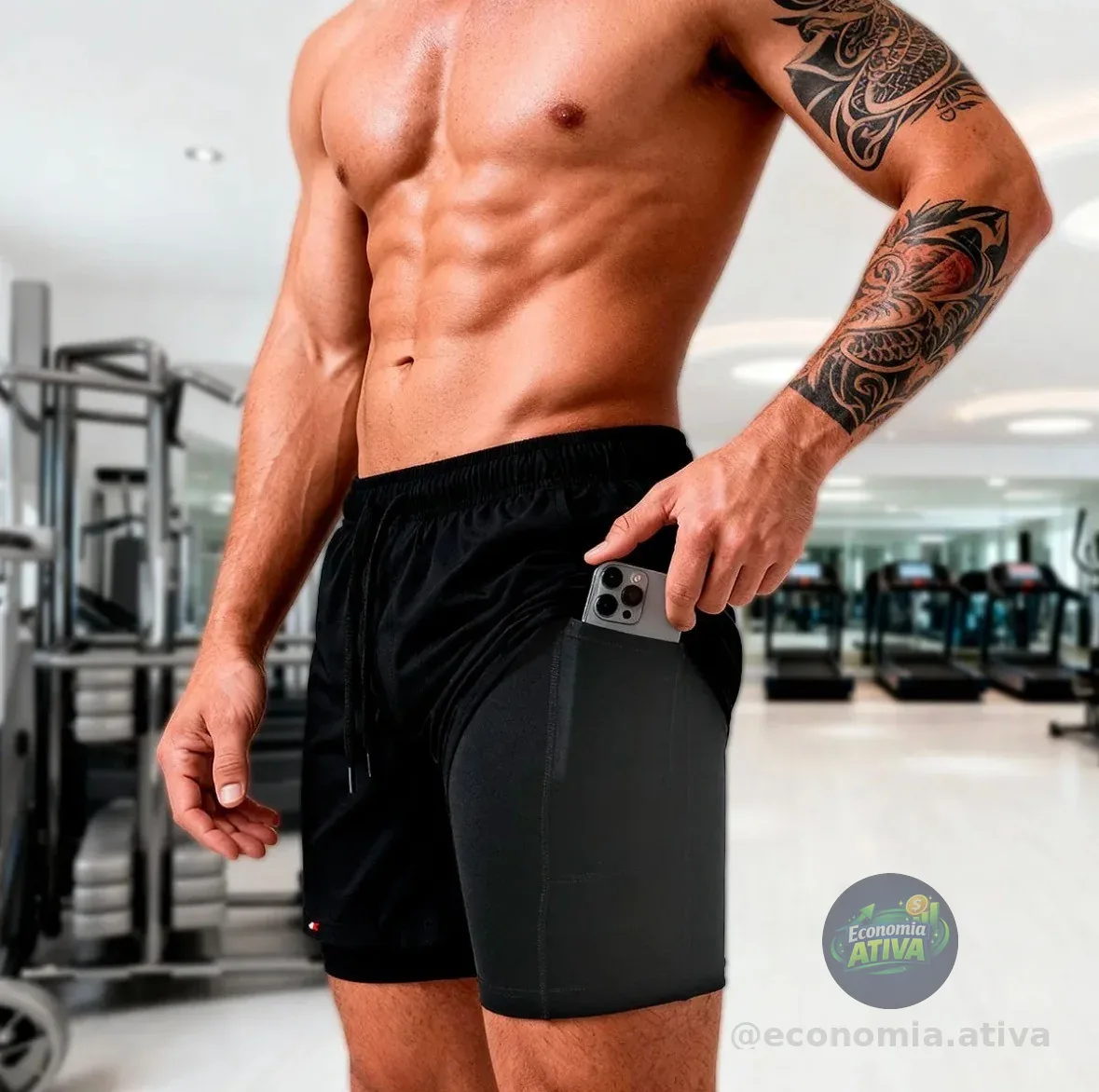 Shorts Bermuda Compressão 2 Em 1 Sandrini Masculino