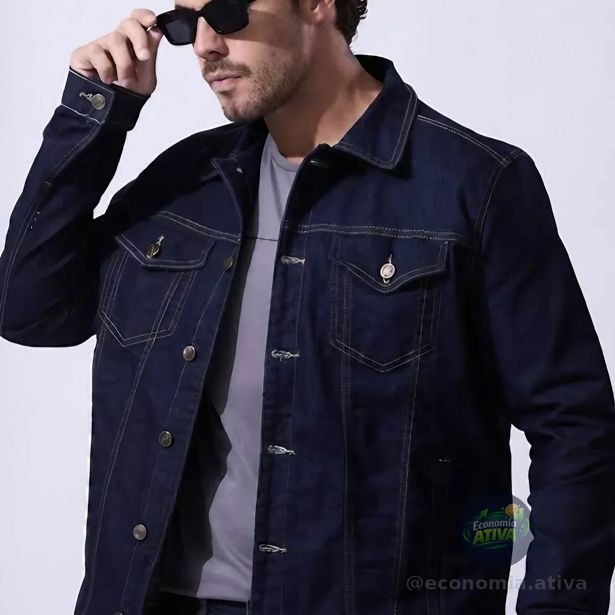 Jaqueta Jeans Masculina Sarja Bolsos