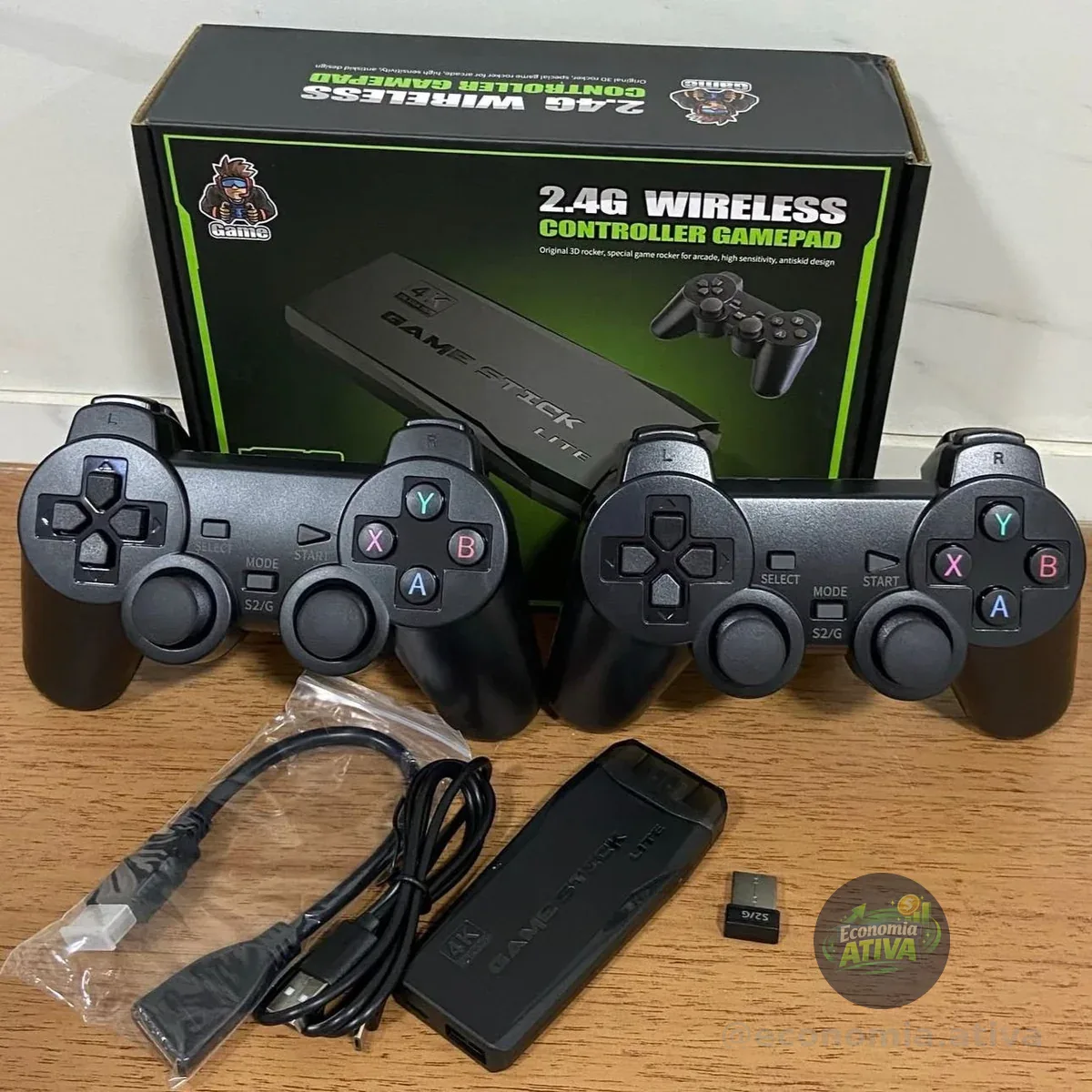 ￼Video game Stick 4K C/ 20mil Jogos 64gb 2 Controles Sem Fio