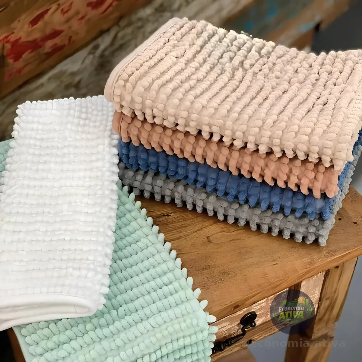 Kit 3 Tapetes Banheiro Microfibra Bolinha Seca Pés