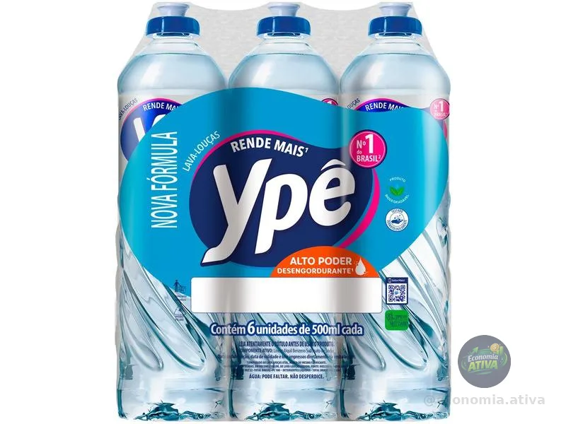 Detergente Ypê Clear 500ml Com 6 Unidades