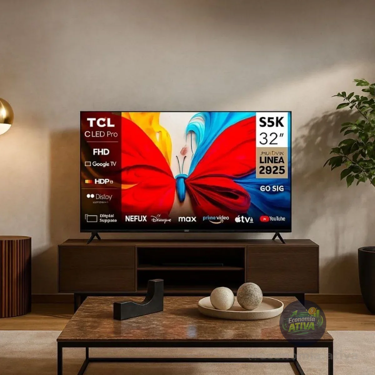 Smart Tv 32 Polegadas Fhd 32s5k Qled Dolby Audio Tcl