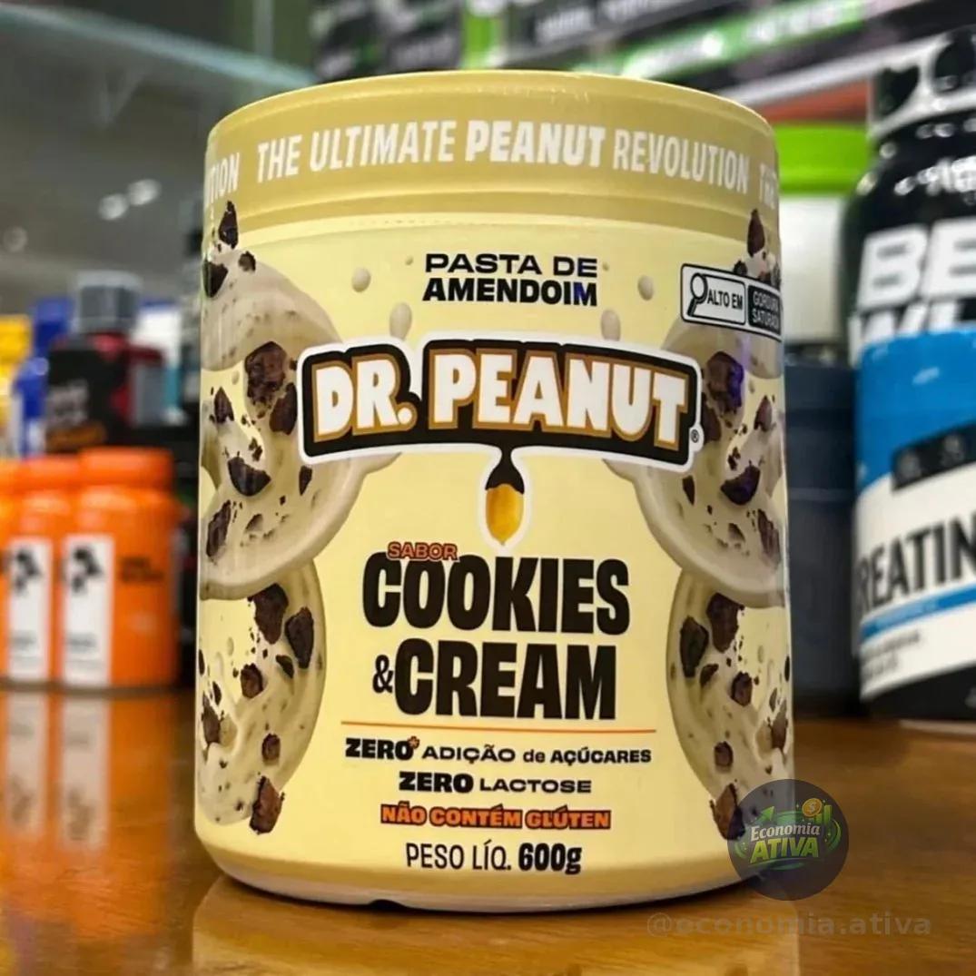 Pasta de Amendoim Dr. Peanut sabor Cookies & Cream 600g