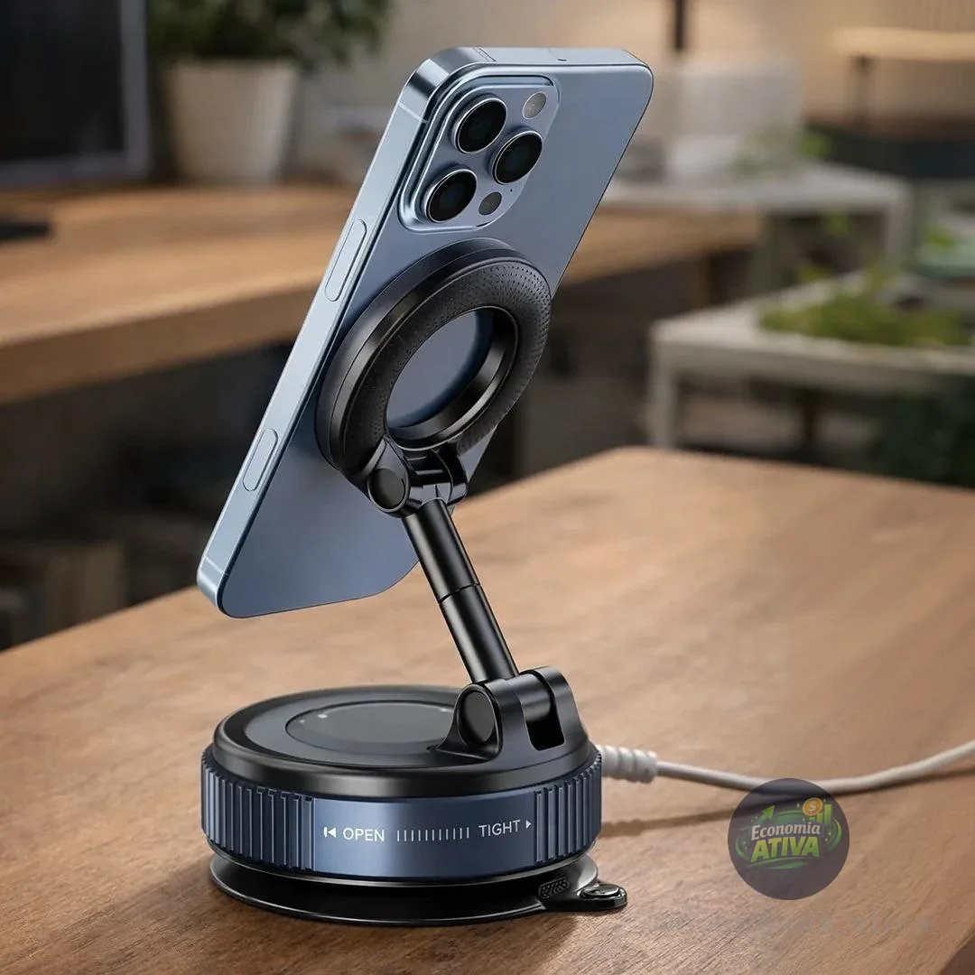 Suporte P Celular Magnético Com Ventosa Vacuo 360°
