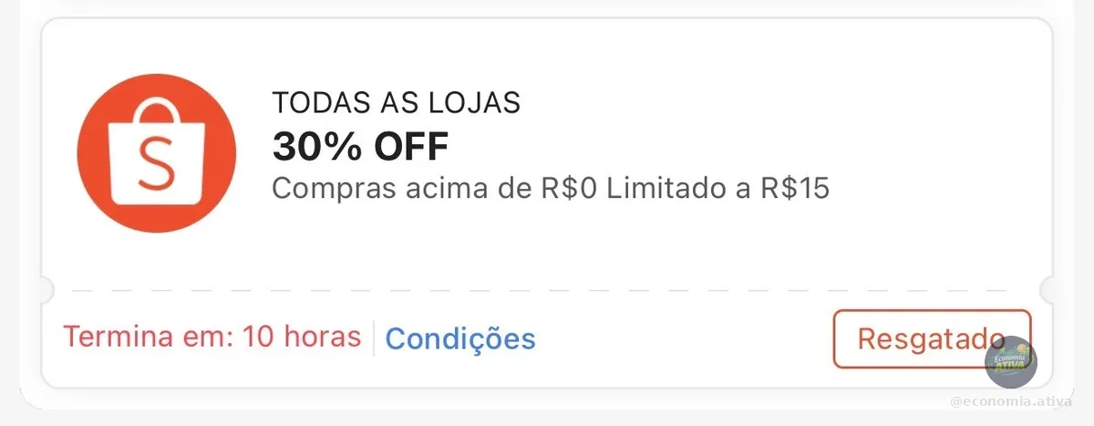 Resgate os cupons aqui https://s.shopee.com.br/8V5PSv5i6z