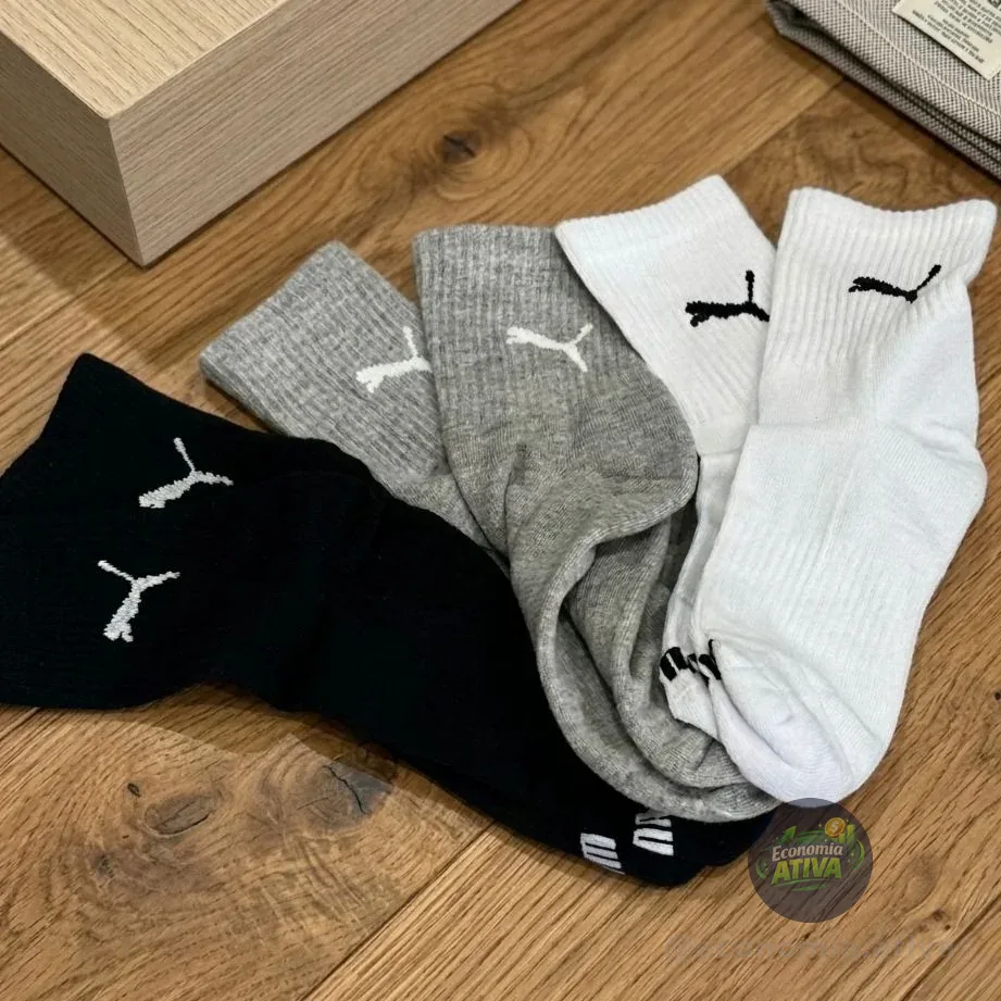 Kit com 6 Pares de Meias Puma Cano Médio
