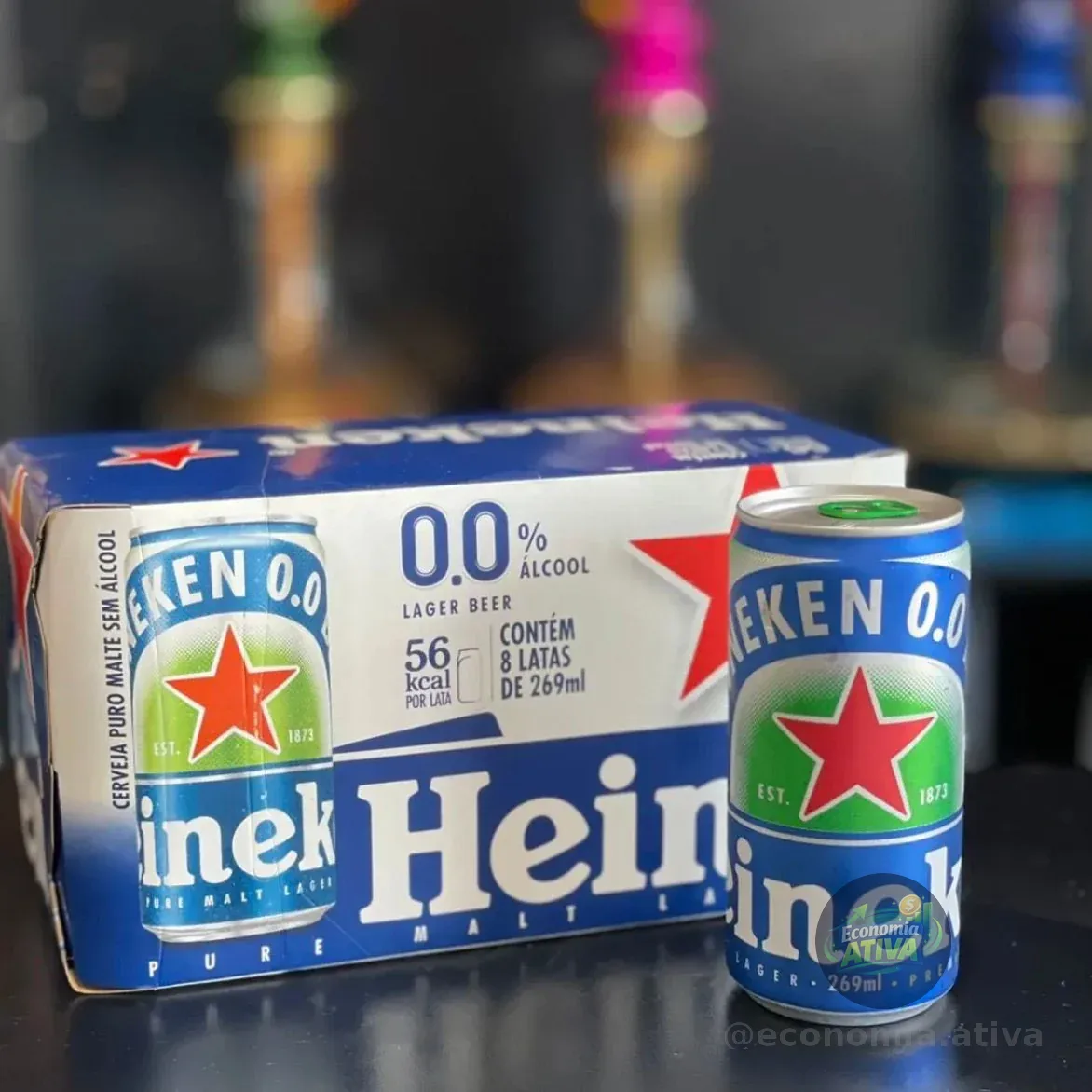 Heineken Cerveja Lager, Sem Alcool Lata 269ml, Pack 8 Unidades