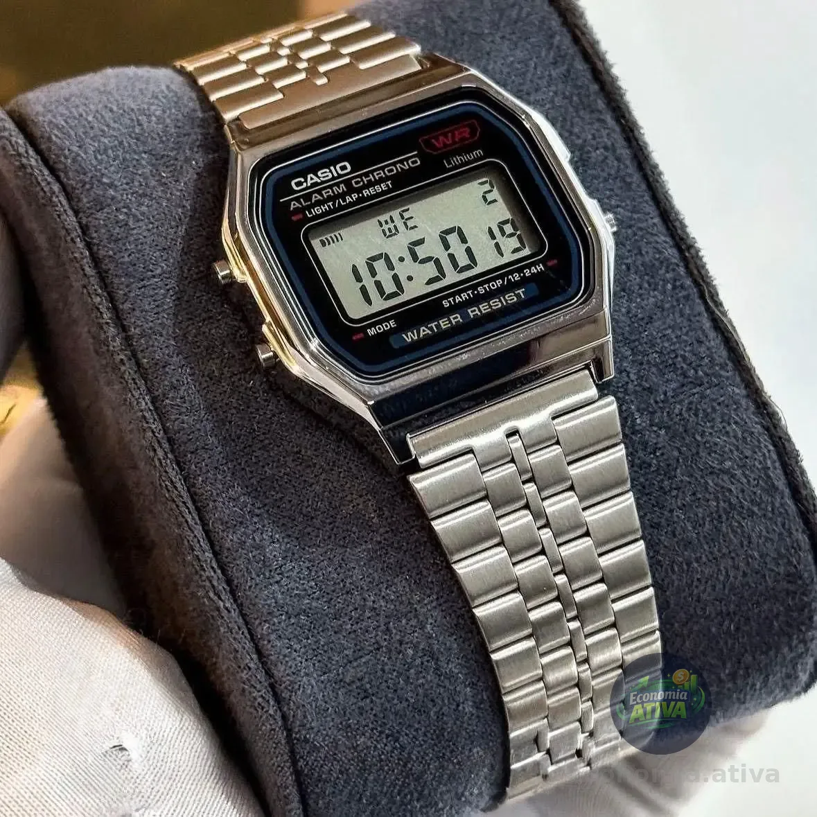 Relógio De Pulso Casio Vintage Unissex Prata A159 Original