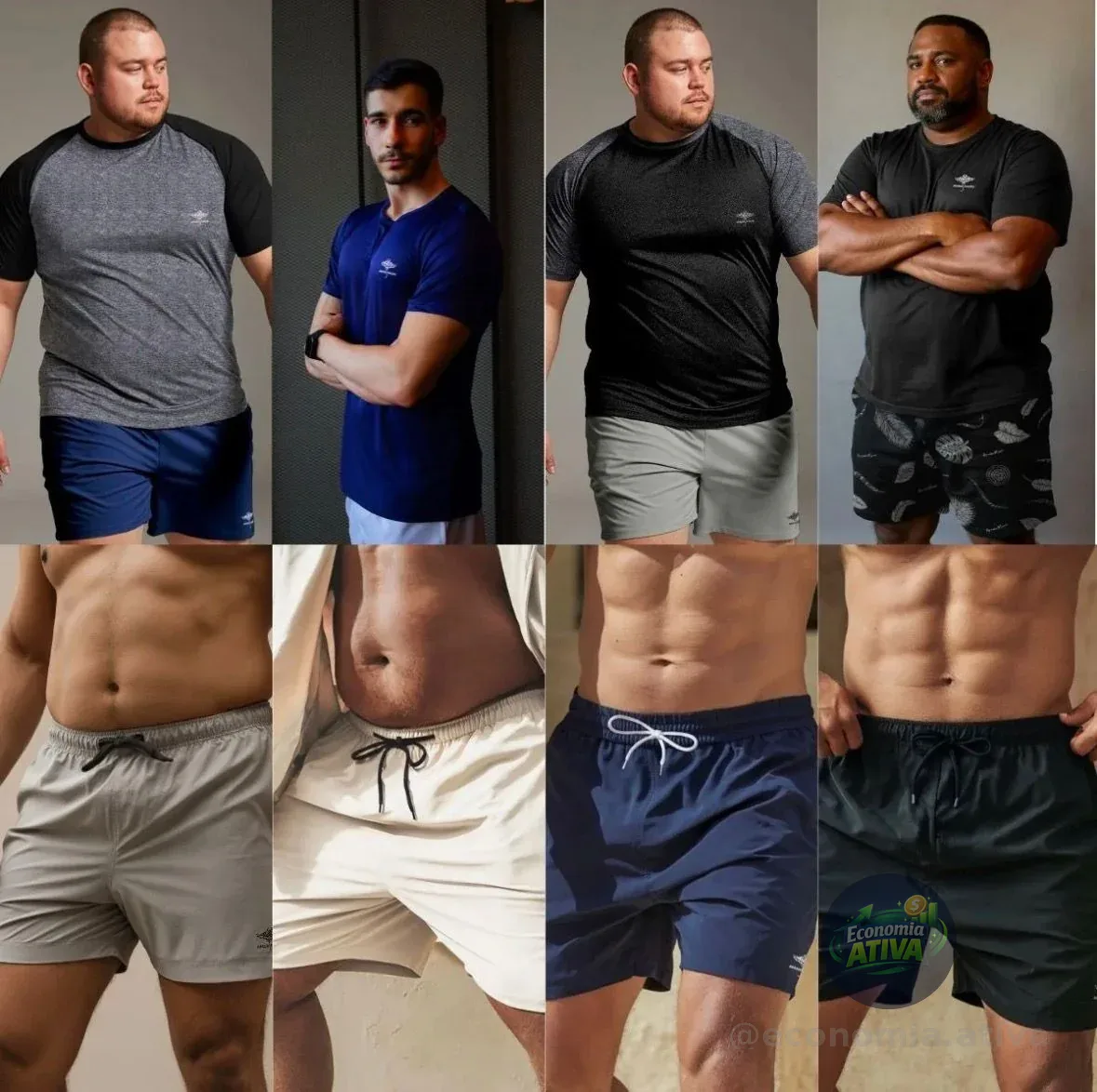 Kit 4 Camisetas Dry Fit Uv E Shorts Verão
