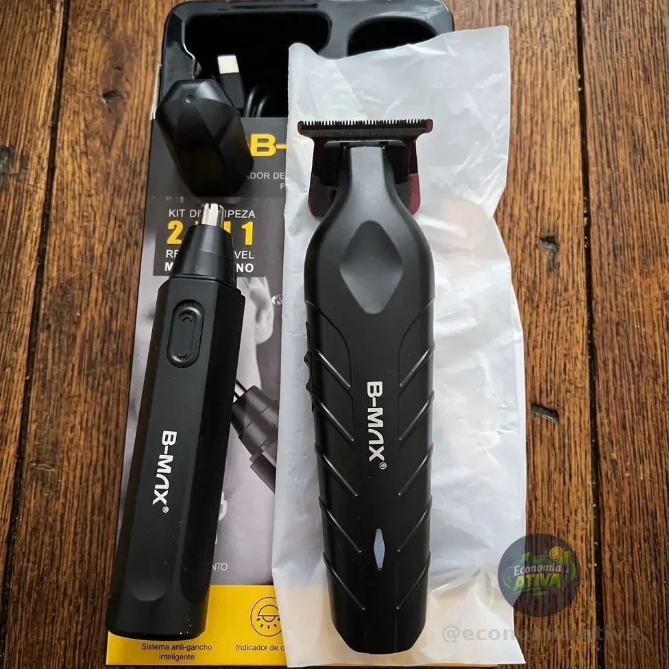 Máquina De Corte Acabamento Profissional Com Aparador Cabelo Pelo Barbear Sem Fio Preto 127/220v