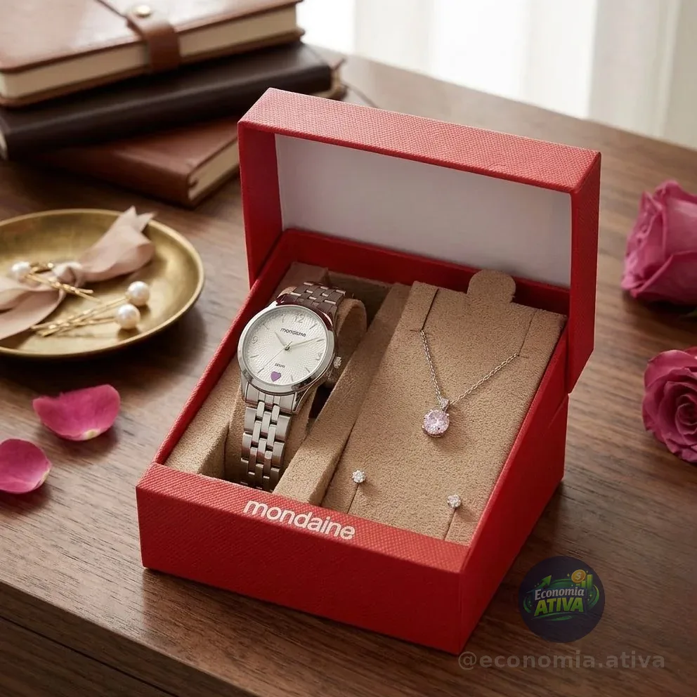 Kit Relógio Mondaine Feminino Prata