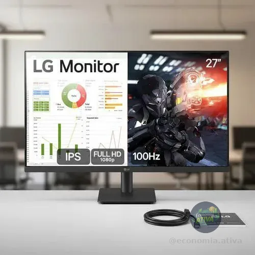 Monitor Pc Gamer LG 27 Ips, Full Hd, 100hz, Hdmi - 27ms500-b Preto 127/220v