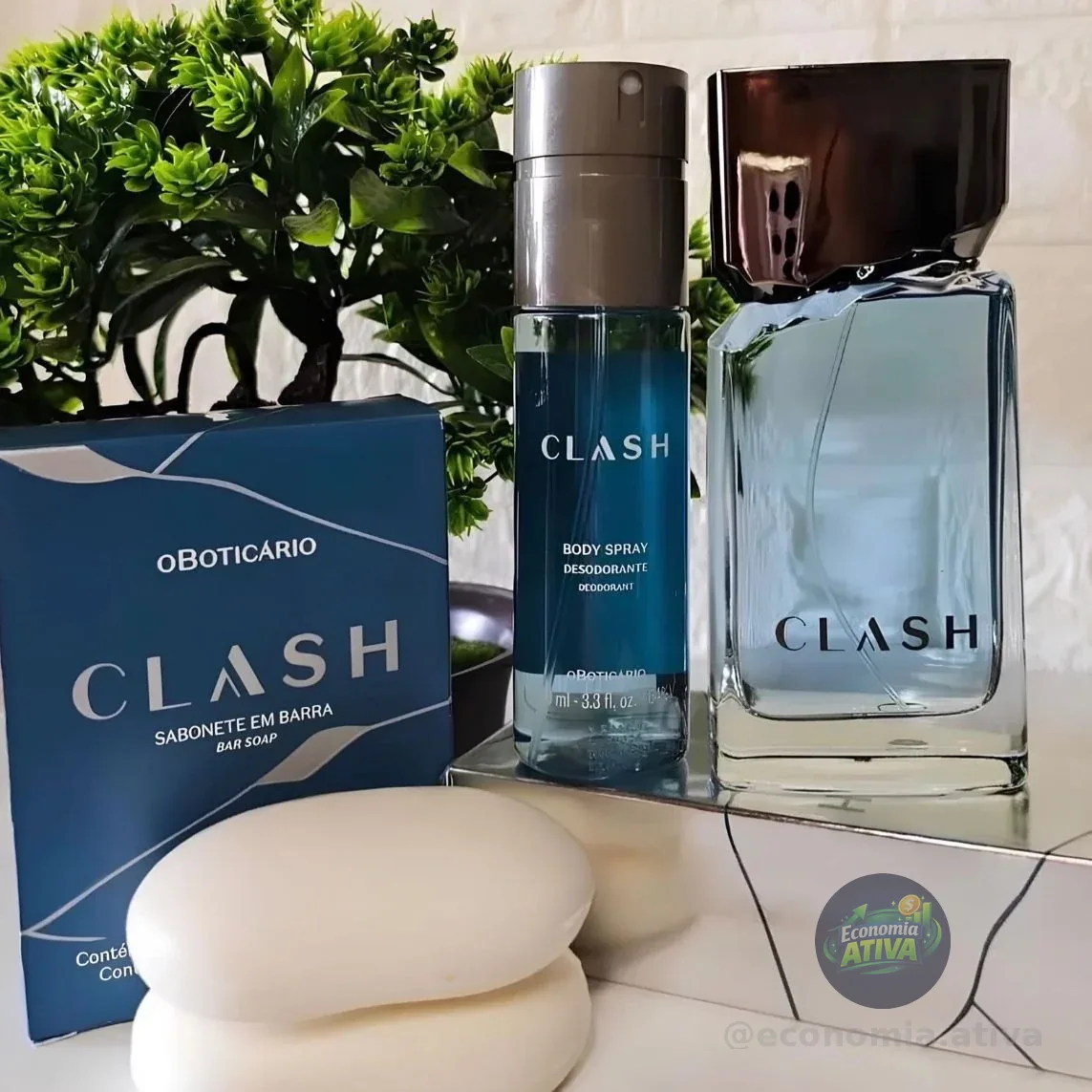 Combo Clash: Colônia 100ml Sabonete Em Barra 2x80g Body Spray 100ml
