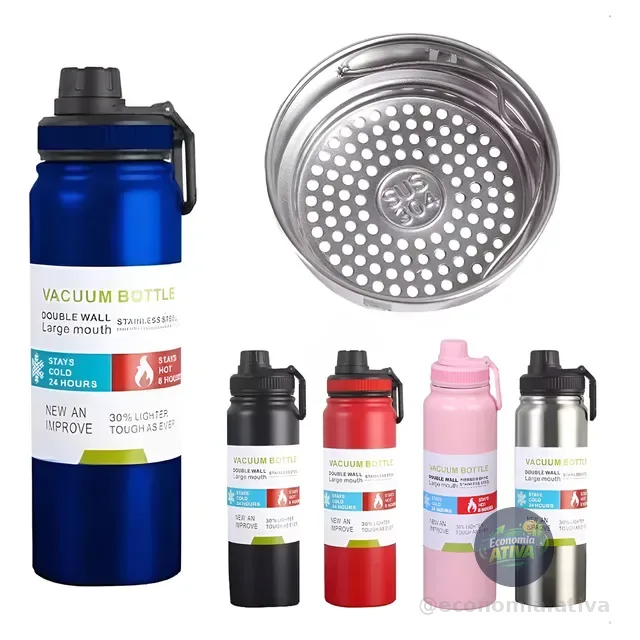 Garrafa Térmica Inox Água Gelada Academia Esporte 800ml