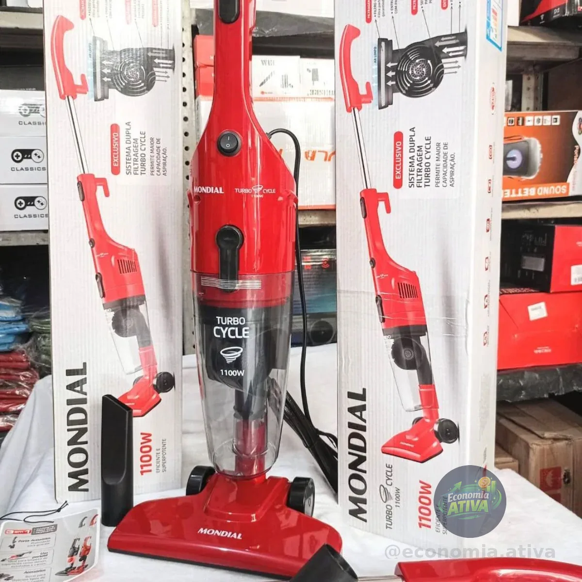 Aspirador de Pó Vertical 2 em 1 Mondial Turbo Cycle 1100W