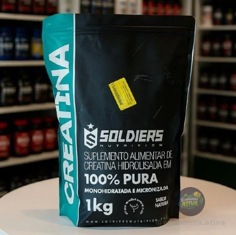 Creatina Monohidratada 1kg Soldiers Nutrition 100% Pura Importada Alta Performance Músculo Treino Sem Sabor