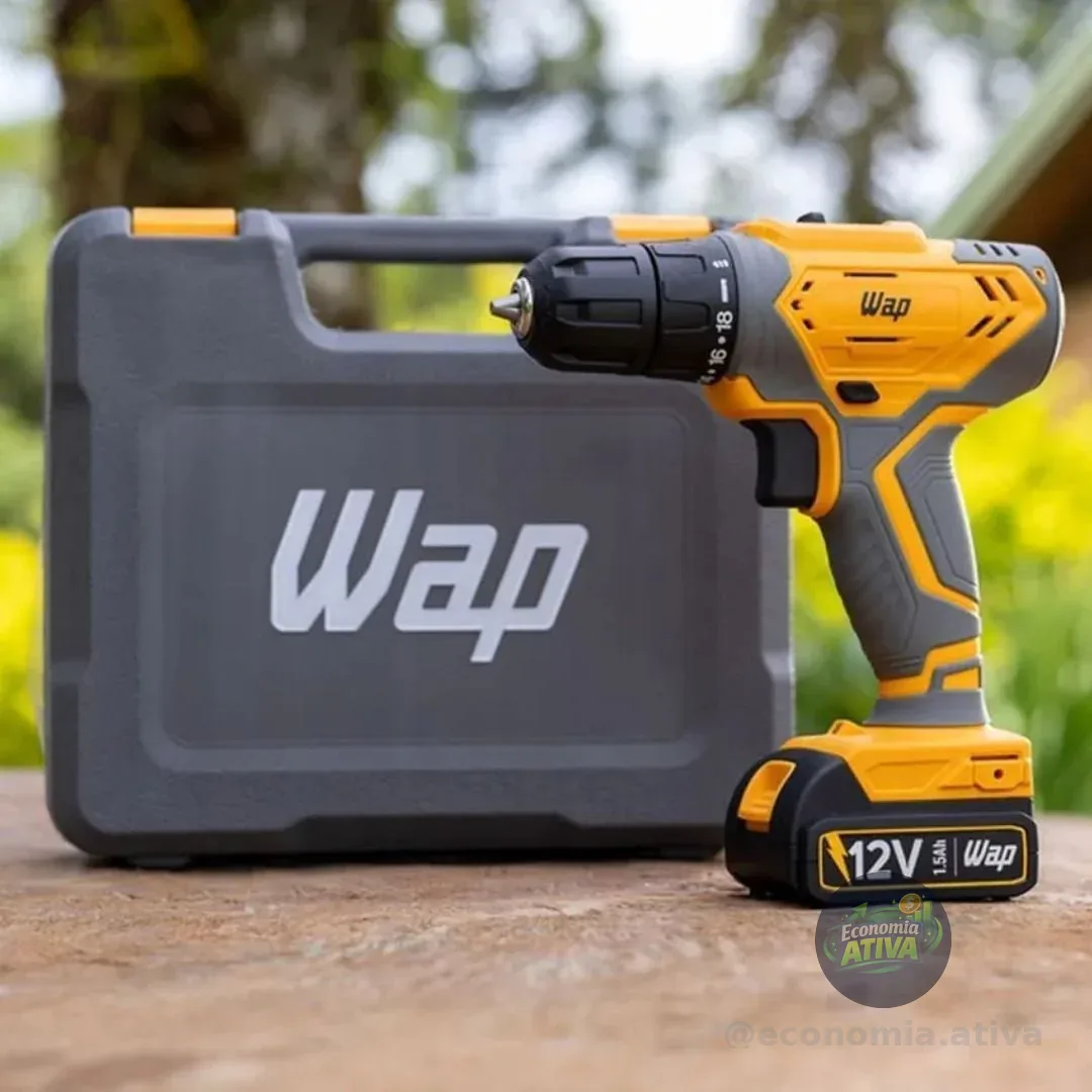 Parafusadeira E Furadeira A Bateria Li-ion Wap Wf 12k3.2 Carregador Com Maleta E Kit De 11 Acessórios Amarelo 127/220v 60hz