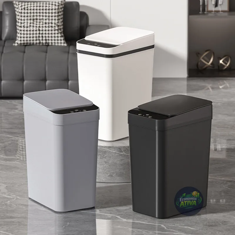 Lixeira com Sensor Automático Inteligente Abre Fácil em Toque Cesto Lixo Casa Quarto Banheiro Cozinha Escritório