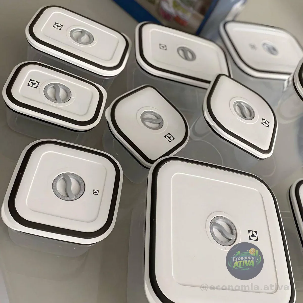 Potes Herméticos Electrolux de Plástico Cinza Escuro Retangular com 8 Unidades