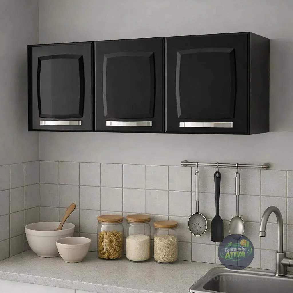 Armário Para Cozinha 3 Portas Rose Itatiaia Af Preto/branco
