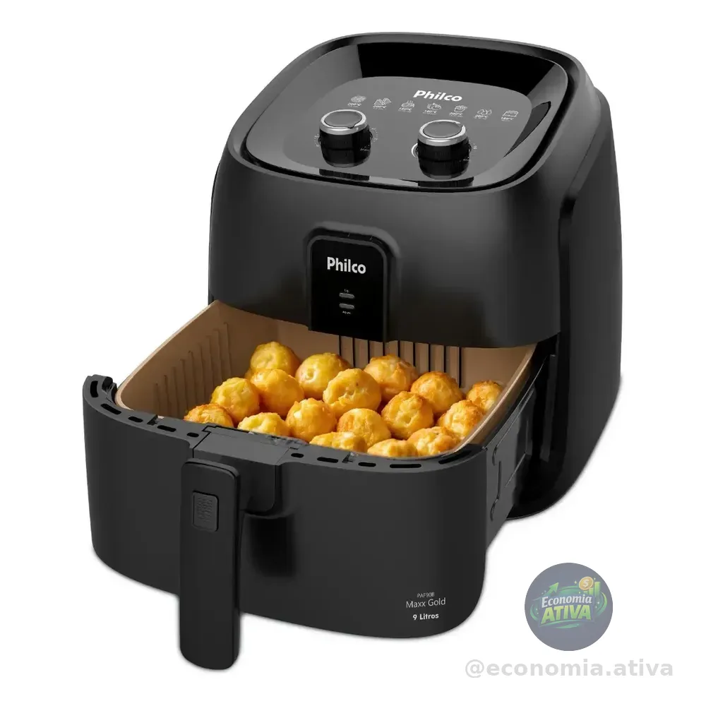 Fritadeira Ar Philco 9l 2000w Cesto Quadrado Paf90b Preto 127v