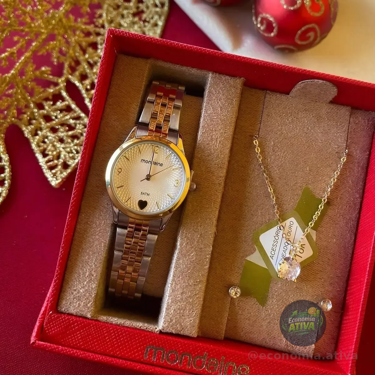 Kit Relógio Mondaine Bicolor Feminino 32795lpmkbe3k1
