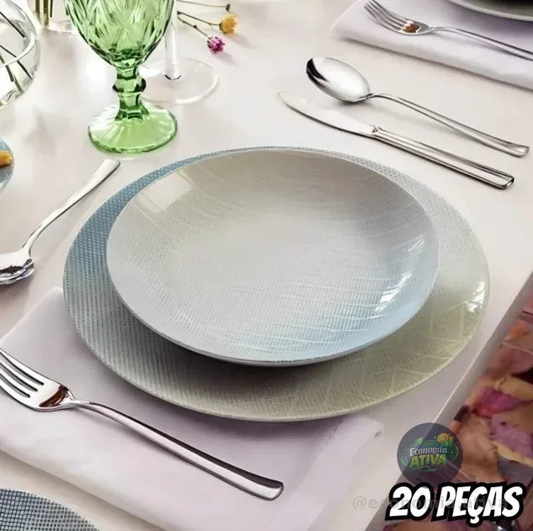 Aparelho De Jantar Polaris 20 Peças Decorada Tramontina Branco Liso