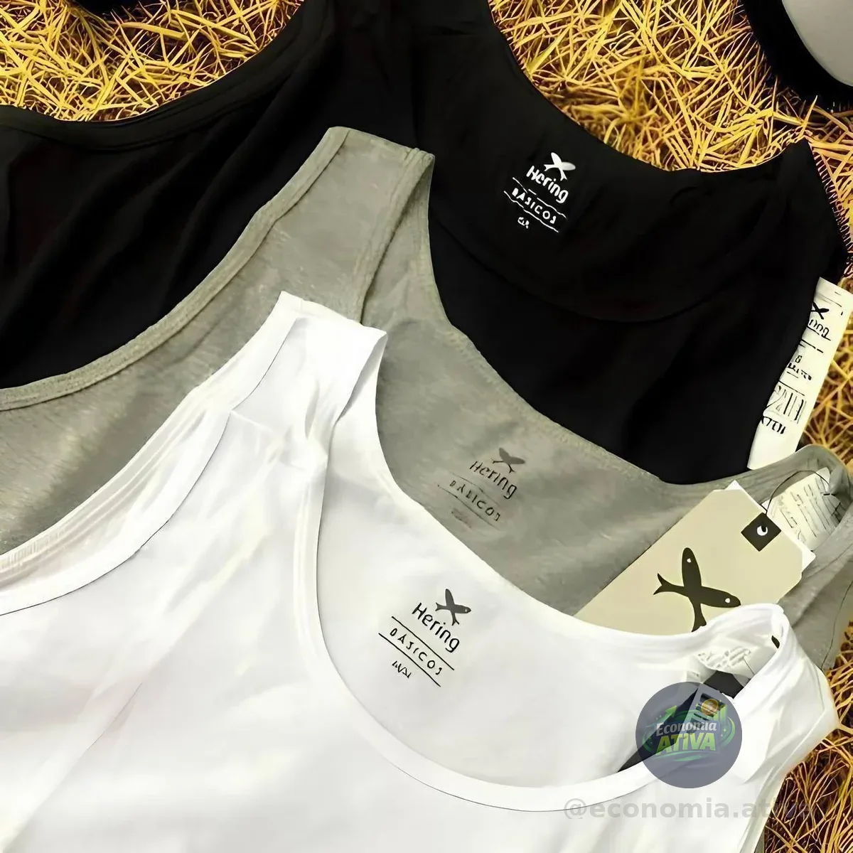 Kit Com 3 Regatas Masculinas Básicas Slim Hering