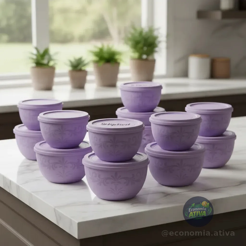 Conjunto 10 Potes Bowl Personalizado 1l Oliplast Lilás