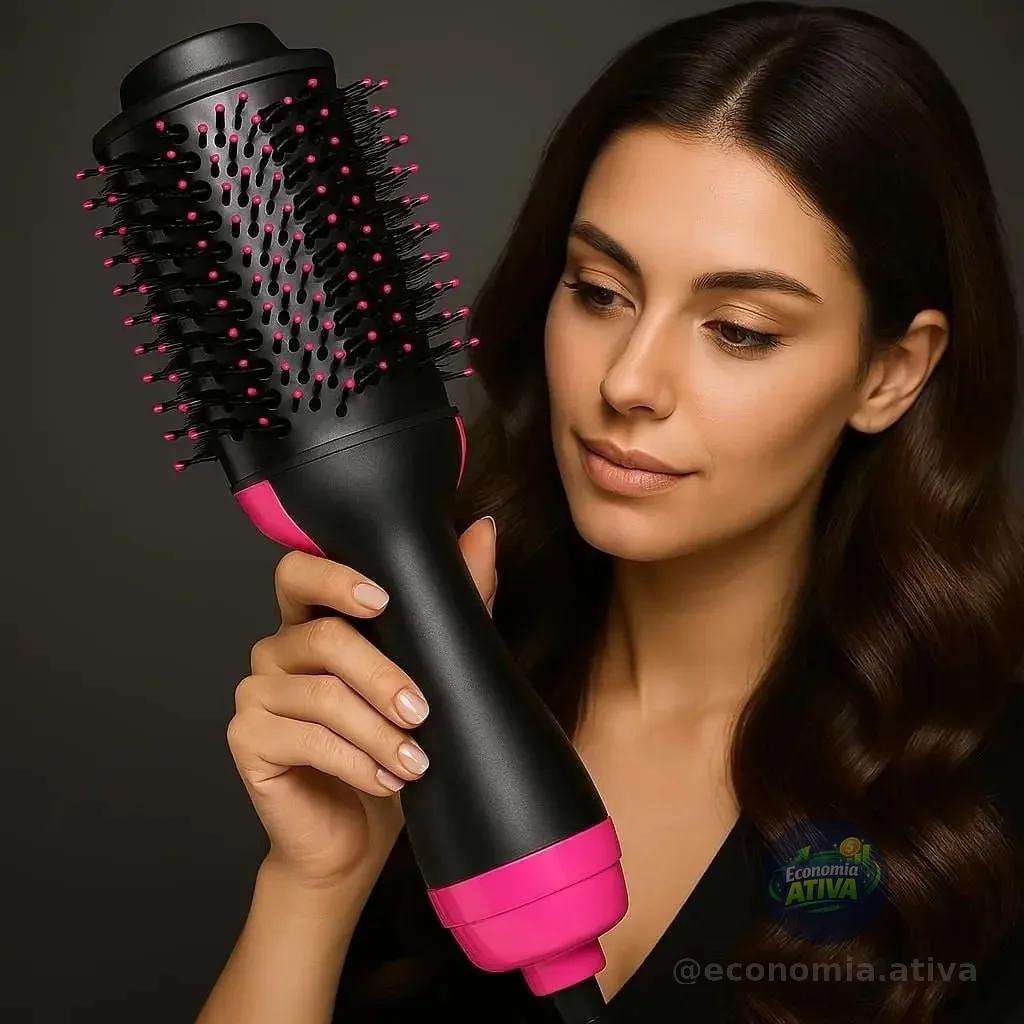 Escova Secadora Profissional Seca Alisa E Modela Cabelo Com Cabo
