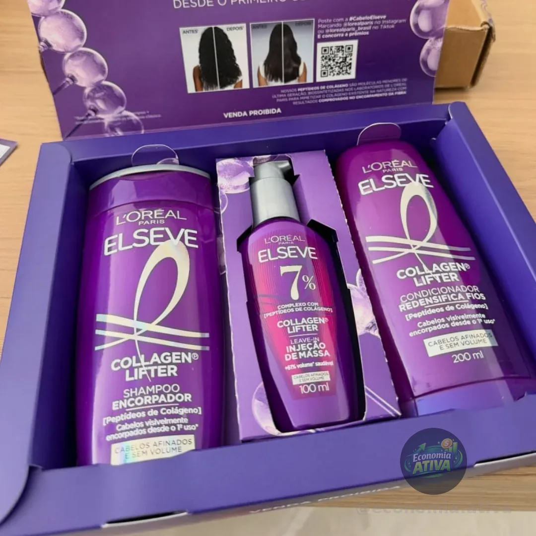 Kit Shampoo, Condicionador e Sérum L'Oréal Paris Elseve Colágeno