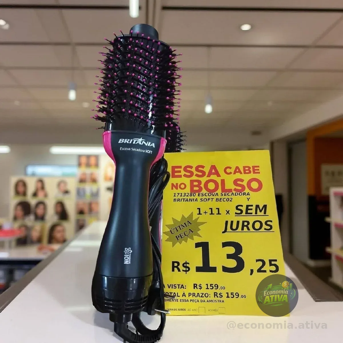 Britânia Escova Secadora Bec02pr 4 Em 1 1300w Cor Preto E Rosa Preto Com Rosa 127/220v