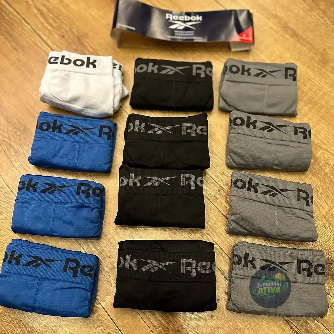 Kit 12 Cuecas Boxer Box Classic Microfibra Original Reebok Sortidas 02 M