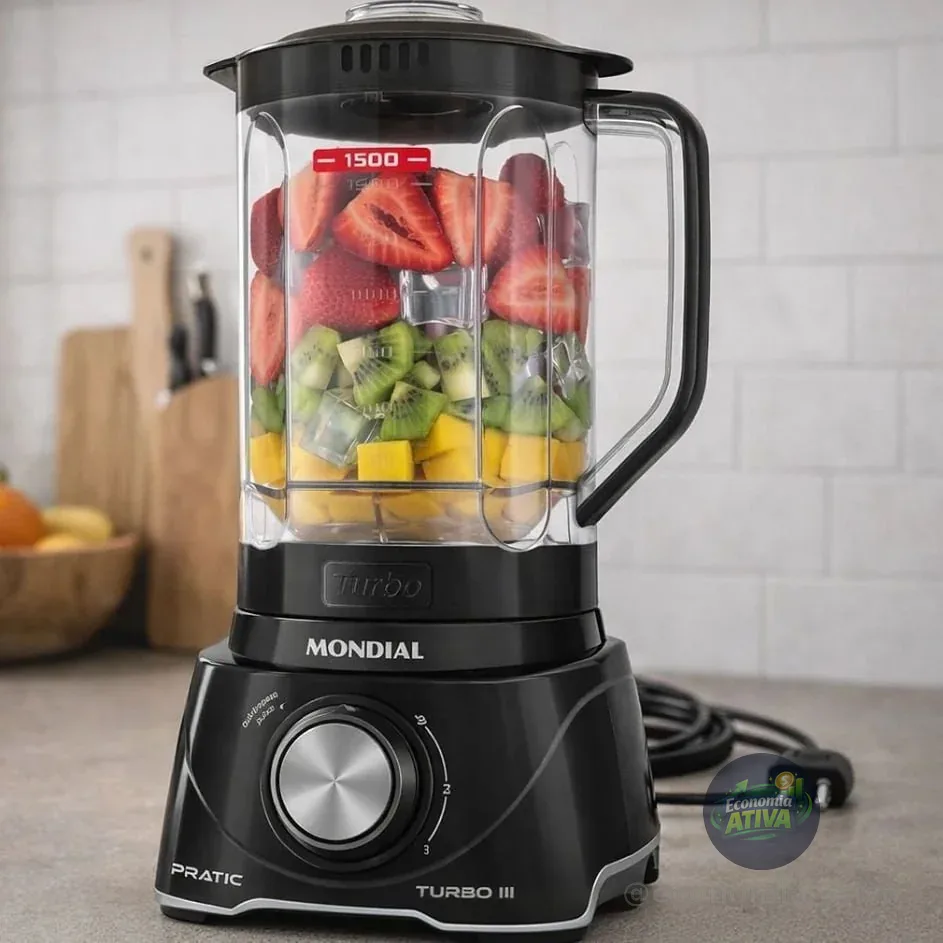 Liquidificador Pratic Turbo Iii Mondial 550w L-93-bg Preto 220v